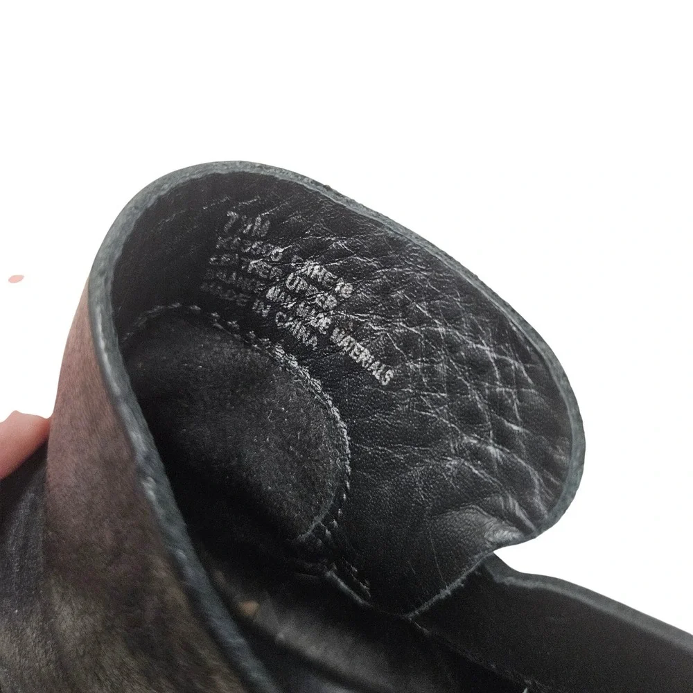 Kork-Ease Ankle Boots Womens 7.5 Black Leather Back Zip Cutout Block Heel Bootie